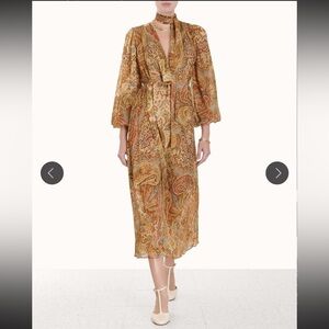 Zimmermann Sensory Paisley Billow Dress - mustard orange